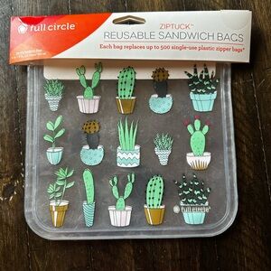 FULL CIRCLE Eco Reusable Non Toxic BPA free Sandwich Bags with Cactus Design 8”